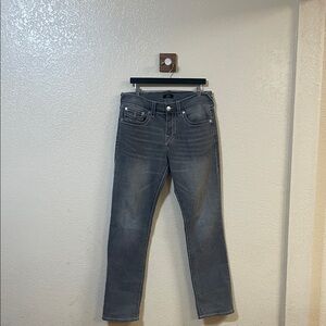 True Religion Ricky Big T Flap Relaxed Straight Men's Slim Fit Jeans in Gray 32